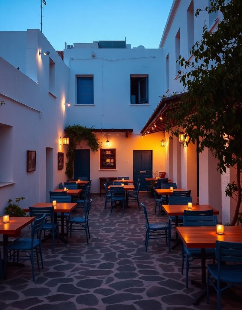 Tavern courtyard at dusk